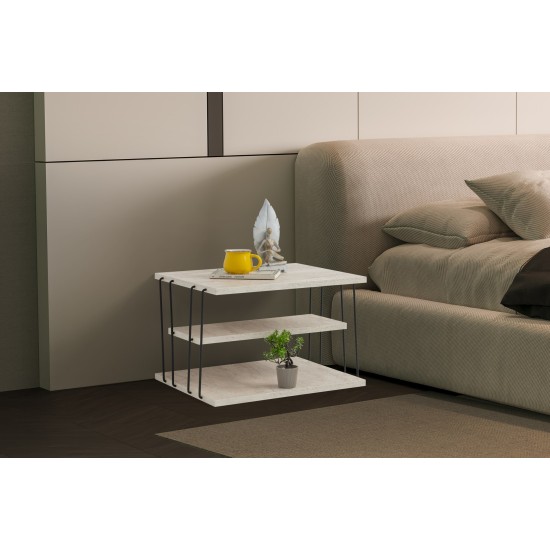 Side Table Lifon - Black, Travertine Travertine Black Side Table Lifon - Black, Travertine Travertine Black