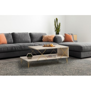 Coffee Table Loire - Gold, Travertine Travertine 
Gold