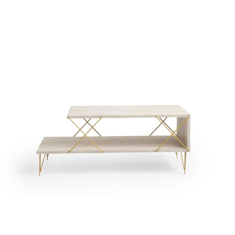 Hanah Home Coffee Table Loire - Gold, Travertine Travertine 
Gold