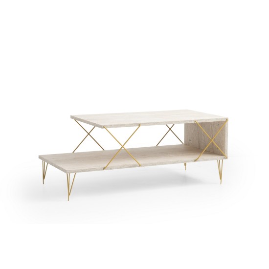 Hanah Home Coffee Table Loire - Gold, Travertine Travertine 
Gold