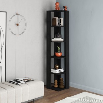Bookshelf Nati Corner - Black Wood Black Wood