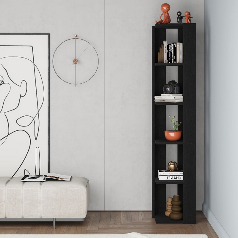 Bookshelf Nati Corner - Black Wood Black Wood