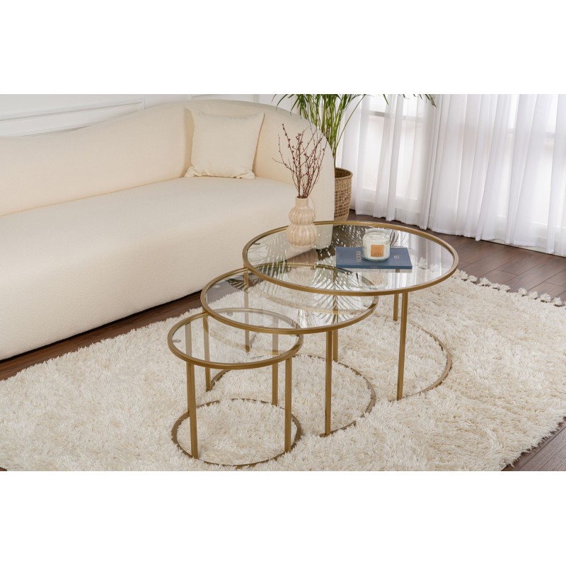 Coffee Table Set Aurum - 80, 60, 42 - Gold, Transparent Gold
Transparent