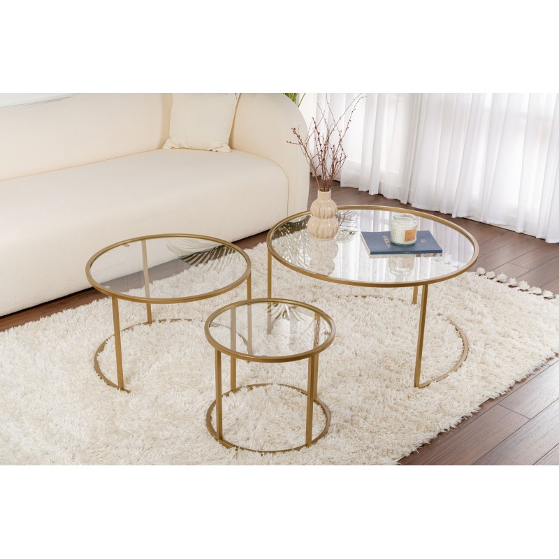 Coffee Table Set Aurum - 80, 60, 42 - Gold, Transparent Gold
Transparent