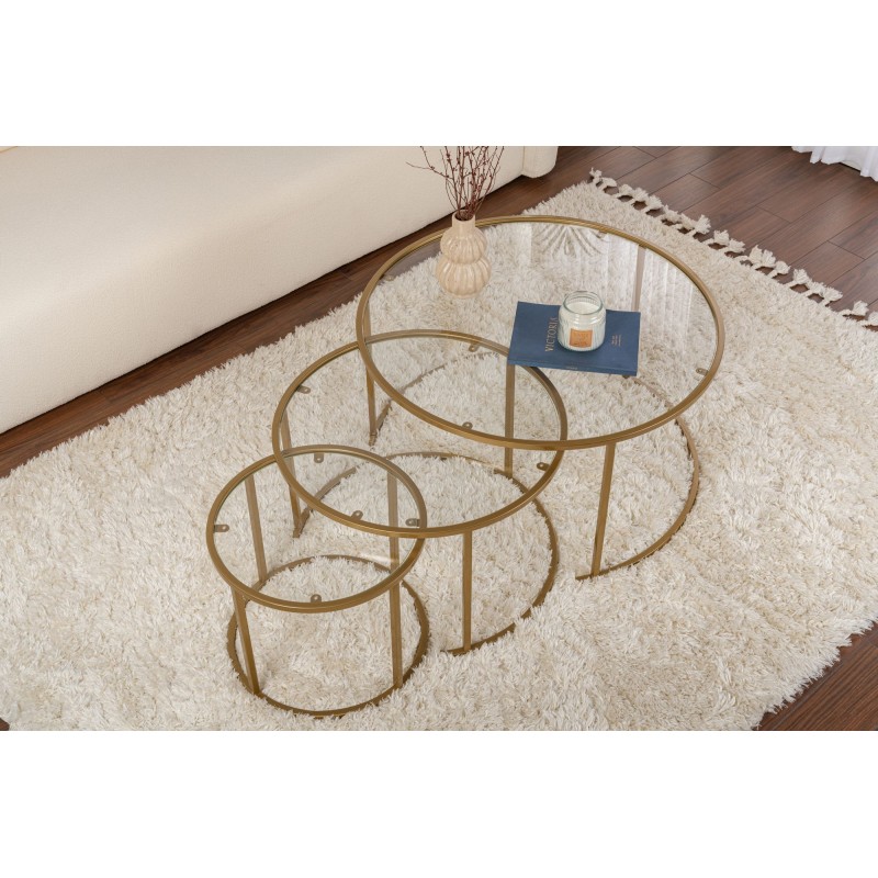 Coffee Table Set Aurum - 80, 60, 42 - Gold, Transparent Gold
Transparent