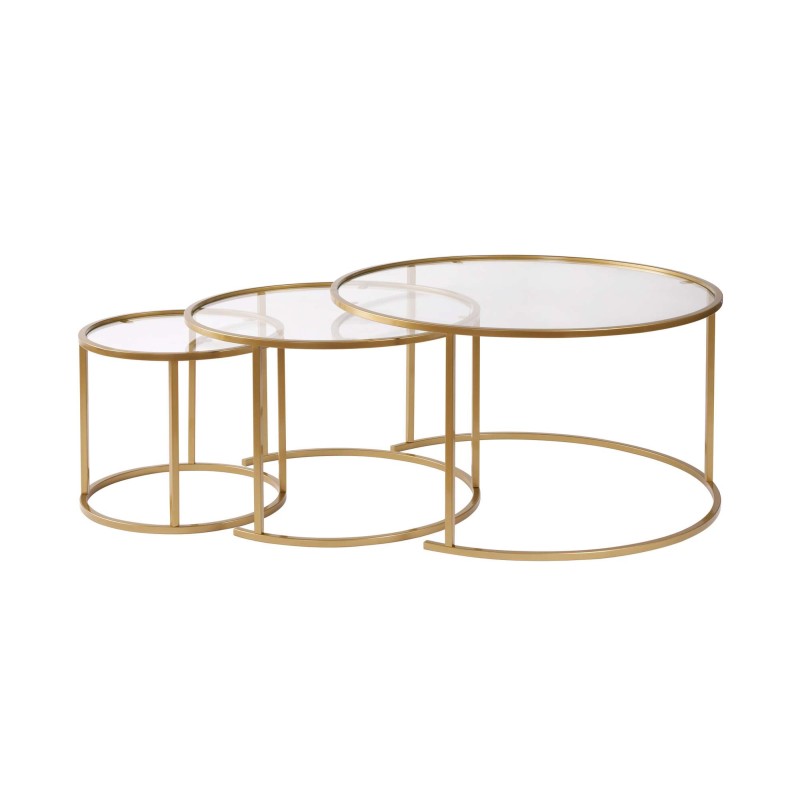 Coffee Table Set Aurum - 80, 60, 42 - Gold, Transparent Gold
Transparent