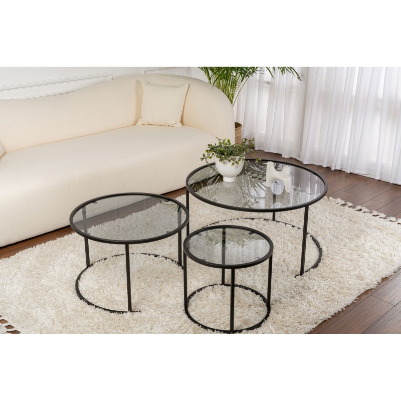 Coffee Table Set Aurum - 80, 60, 42 - Black, Grey Black
Grey