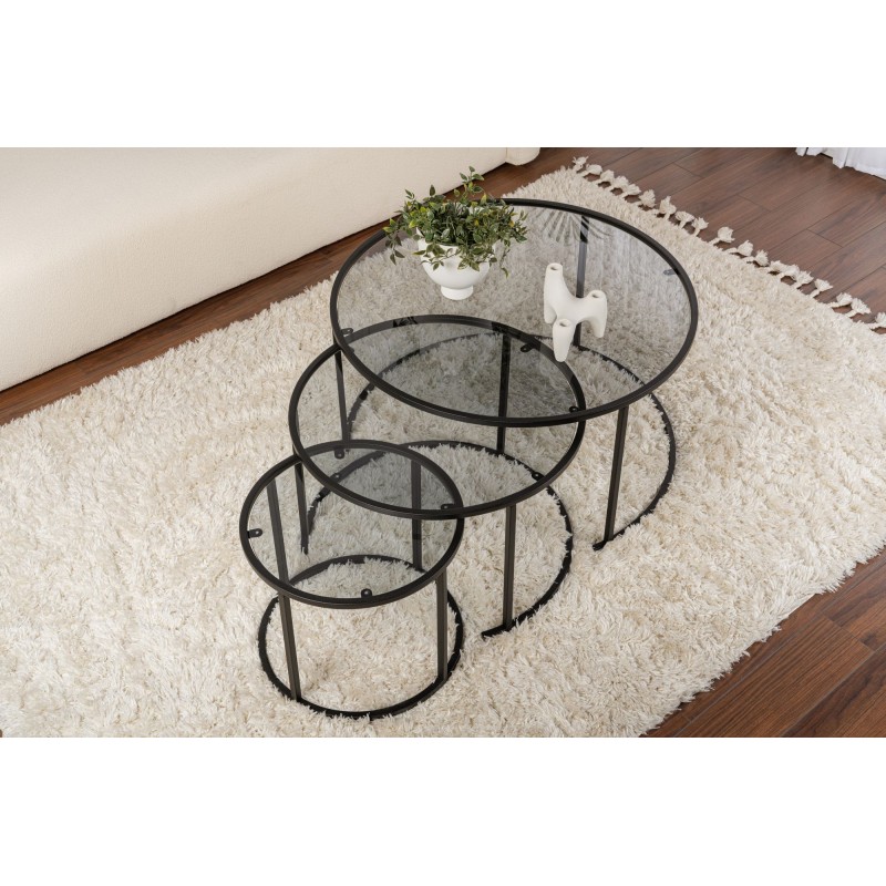 Coffee Table Set Aurum - 80, 60, 42 - Black, Grey Black
Grey