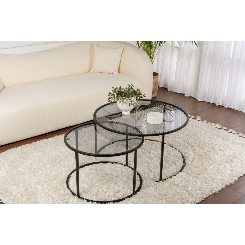 Coffee Table Set Aurum - 80, 60 - Black, Grey Black
Grey