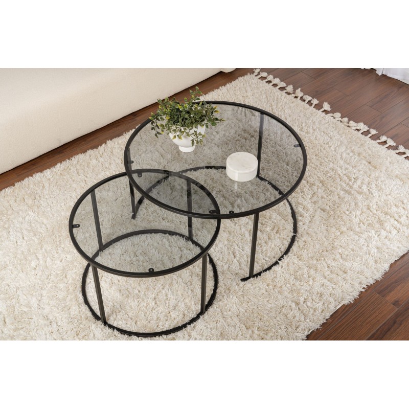 Coffee Table Set Aurum - 80, 60 - Black, Grey Black
Grey