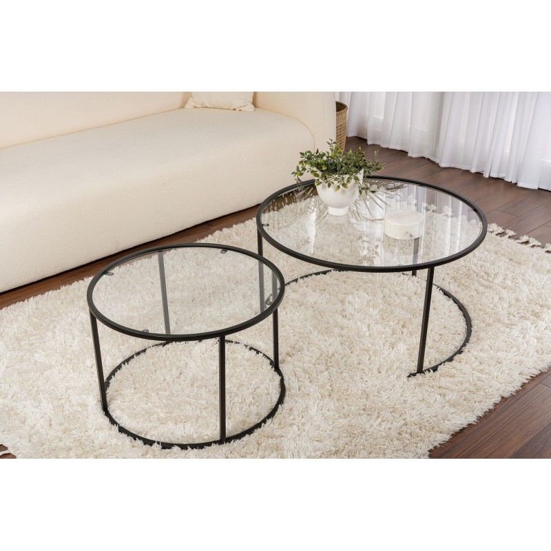 Coffee Table Set Aurum - 80, 60 - Black, Transparent Black
Transparent
