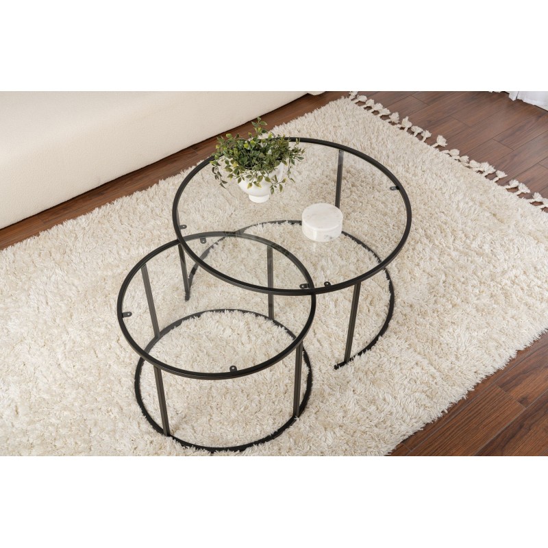 Coffee Table Set Aurum - 80, 60 - Black, Transparent Black
Transparent
