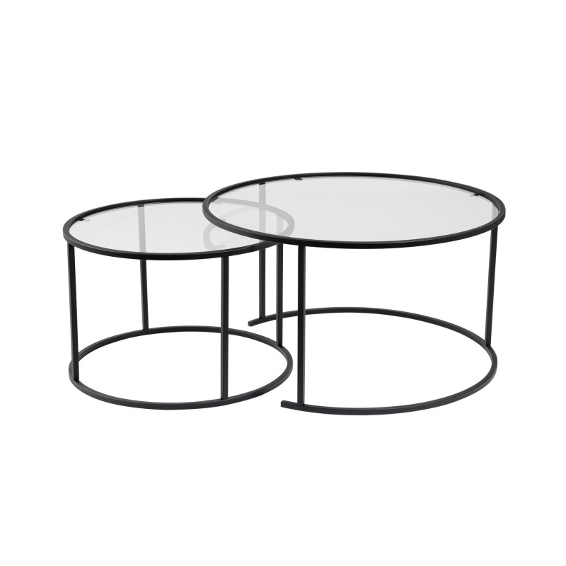 Coffee Table Set Aurum - 80, 60 - Black, Transparent Black
Transparent