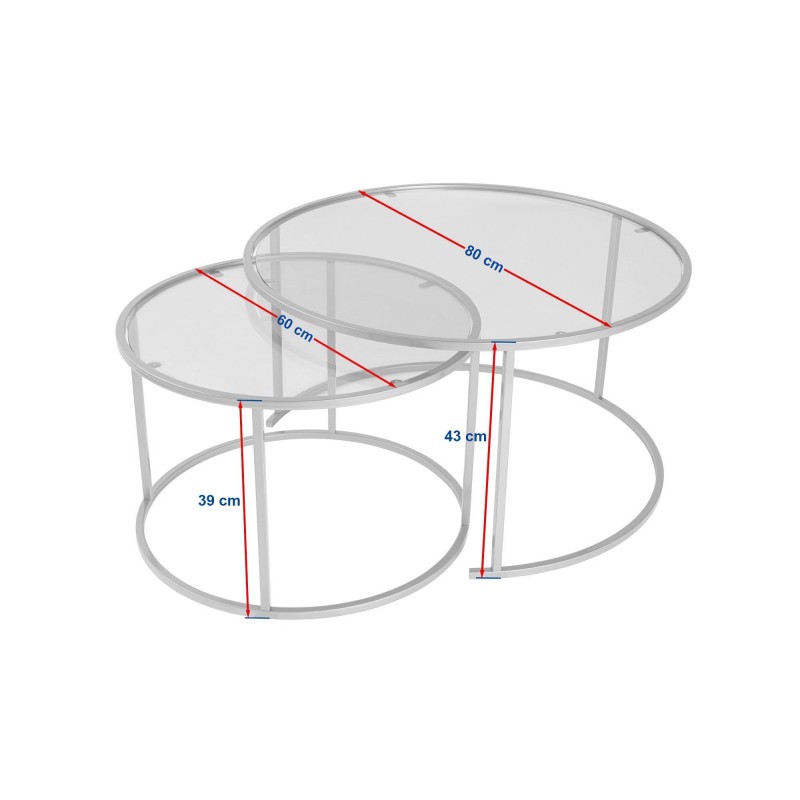 Coffee Table Set Aurum - 80, 60 - Black, Transparent Black
Transparent