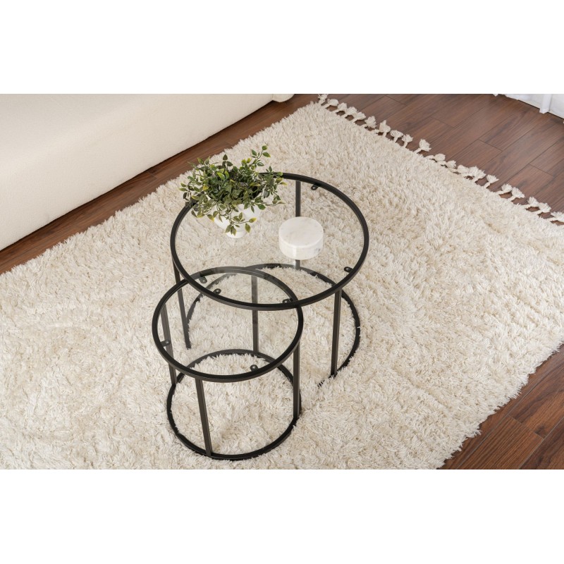 Coffee Table Set Aurum - 60, 42 - Black, Transparent Black
Transparent