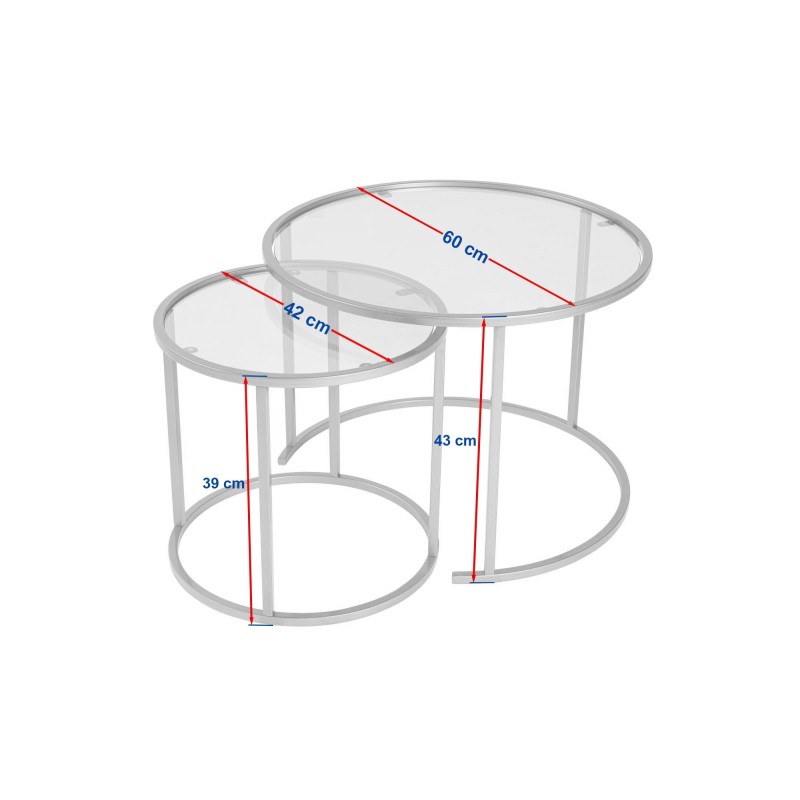 Coffee Table Set Aurum - 60, 42 - Black, Transparent Black
Transparent