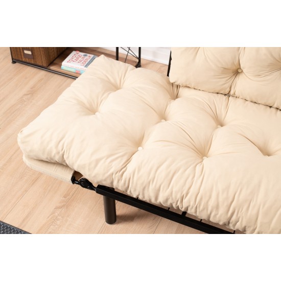 Διθέσιος Καναπές Κρεβάτι - Nitta - Χρώμα Cream - 155x73x85εκ Διθέσιος Καναπές Κρεβάτι - Nitta - Χρώμα Cream - 155x73x85εκ