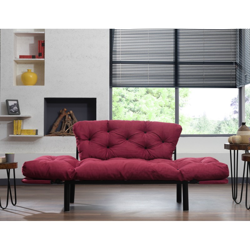 Διθέσιος Καναπές Κρεβάτι - Nitta - Χρώμα Maroon - 155x73x85εκ