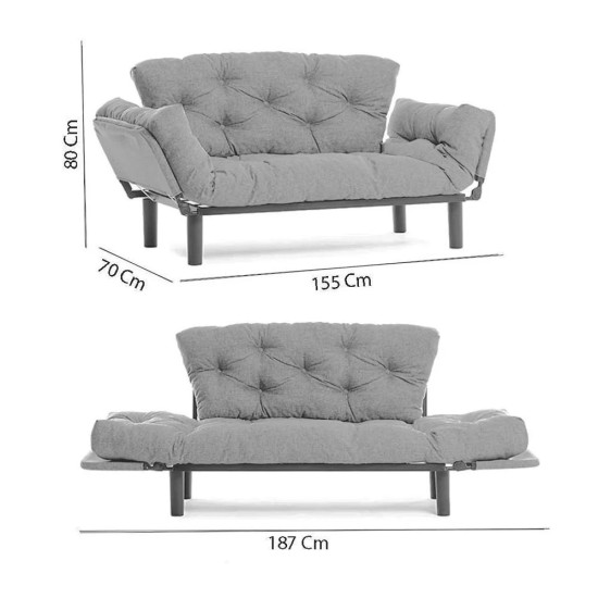 Διθέσιος Καναπές Κρεβάτι - Nitta - Χρώμα Maroon - 155x73x85εκ Διθέσιος Καναπές Κρεβάτι - Nitta - Χρώμα Maroon - 155x73x85εκ