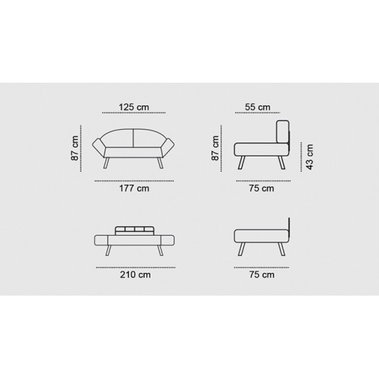 2-Seat Sofa-Bed Genzo - Petrol Blue Petrol Blue Atelier del Sofa 2-Seat Sofa-Bed Genzo - Petrol Blue Petrol Blue