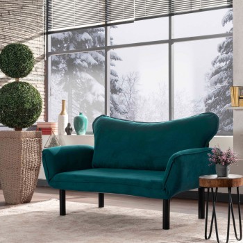 2-Seat Sofa-Bed Chatto - Petrol Blue Petrol Blue