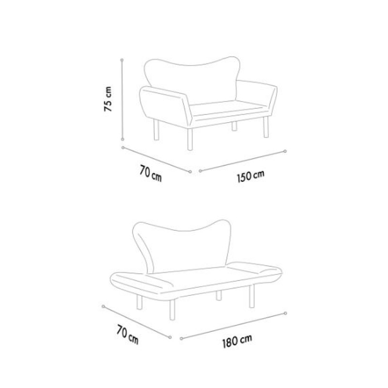 Atelier del Sofa 2-Seat Sofa-Bed Chatto - Blue Blue