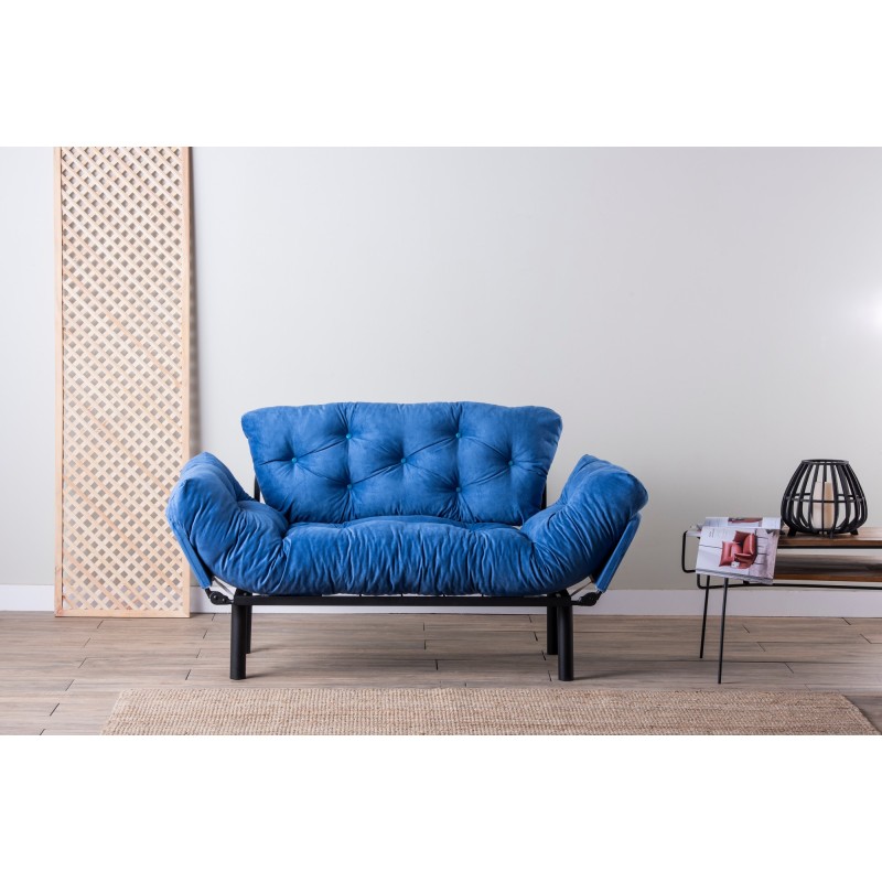 Διθέσιος Καναπές Κρεβάτι - Nitta -Χρώμα Μπλε - 155x70x85εκ