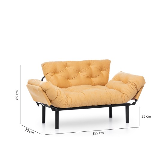 2-Seat Sofa-Bed Nitta - Mustard Mustard Atelier del Sofa 2-Seat Sofa-Bed Nitta - Mustard Mustard