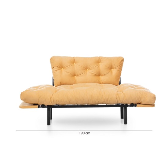 2-Seat Sofa-Bed Nitta - Mustard Mustard Atelier del Sofa 2-Seat Sofa-Bed Nitta - Mustard Mustard