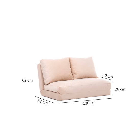 Διθέσιος Καναπές Κρεβάτι - Taida - Χρώμα Cream - 120x68x26εκ