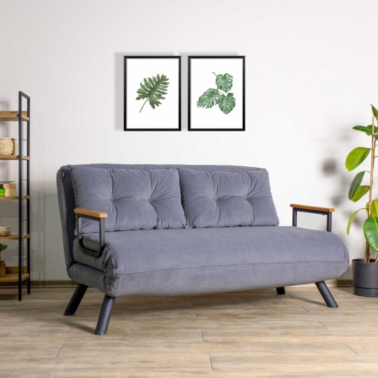 Καναπές Κρεβάτι Διθέσιος - Sando 2 - Χρώμα Γκρι - 133x50x45εκ