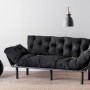 Τριθέσιος Καναπές Κρεβάτι Nitta - Χρώμα Μαύρο - 185x70x85εκ