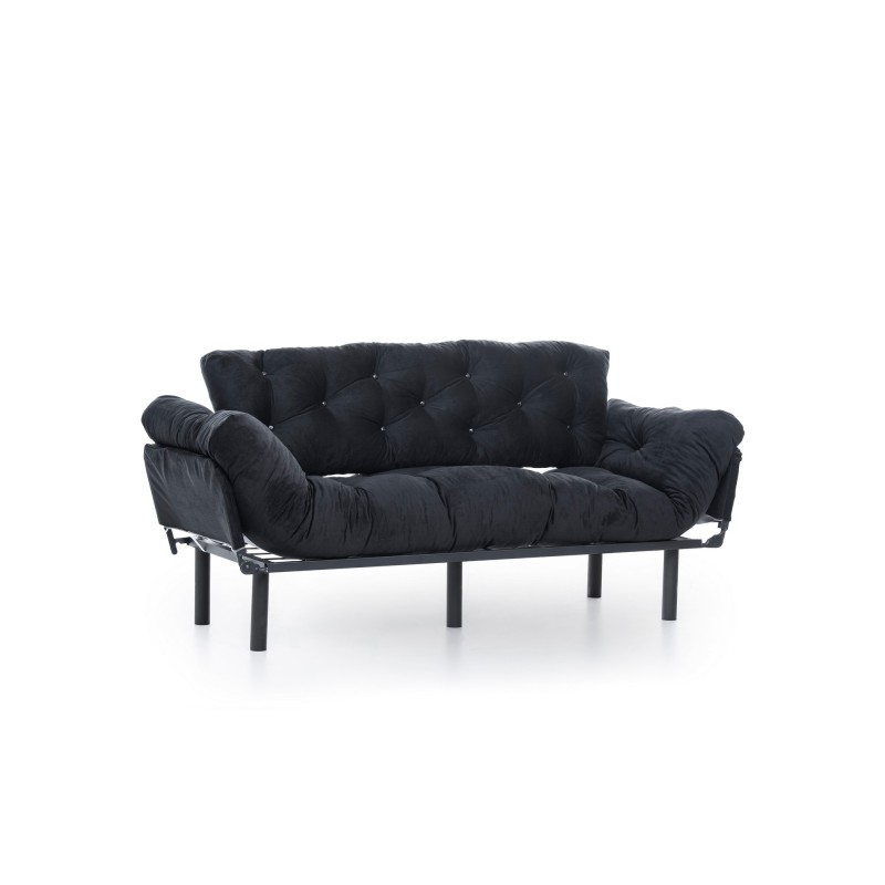 Τριθέσιος Καναπές Κρεβάτι Nitta - Χρώμα Μαύρο - 185x70x85εκ