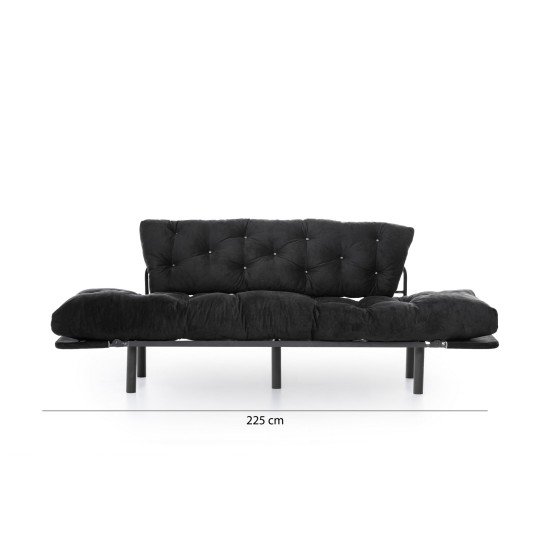 Τριθέσιος Καναπές Κρεβάτι Nitta - Χρώμα Μαύρο - 185x70x85εκ Τριθέσιος Καναπές Κρεβάτι Nitta - Χρώμα Μαύρο - 185x70x85εκ