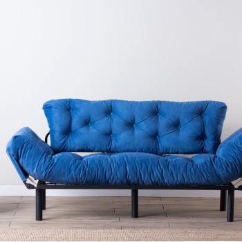 Τριθέσιος Καναπές Κρεβάτι - Nitta Triple - Χρώμα  Μπλε - 185x70x85εκ