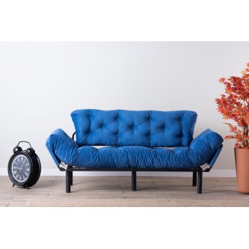 Τριθέσιος Καναπές Κρεβάτι - Nitta Triple - Χρώμα  Μπλε - 185x70x85εκ