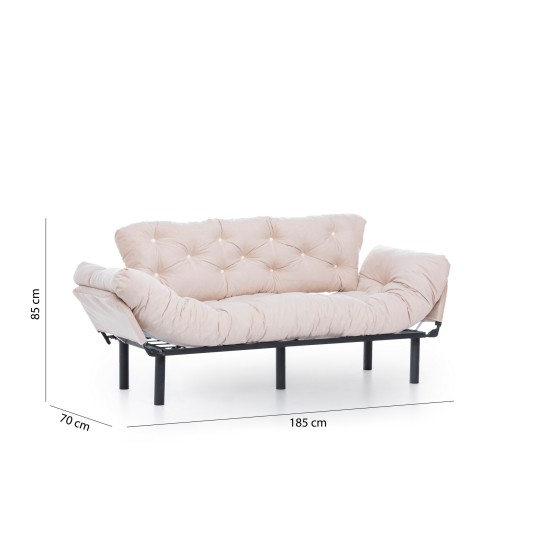 Τριθέσιος Καναπές Κρεβάτι Nitta - Χρώμα Cream - 185x70x85εκ