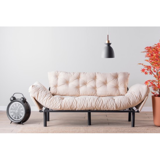 Τριθέσιος Καναπές Κρεβάτι Nitta - Χρώμα Cream - 185x70x85εκ