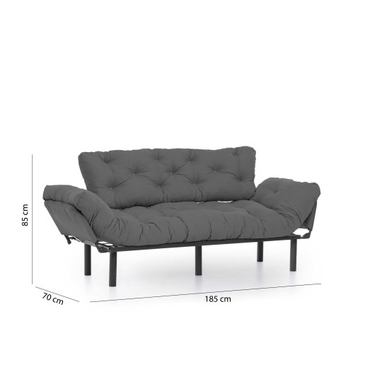 Καναπές Κρεβάτι 3θέσιος Nitta Triple - Χρώμα Γκρι - 185x70x85εκ