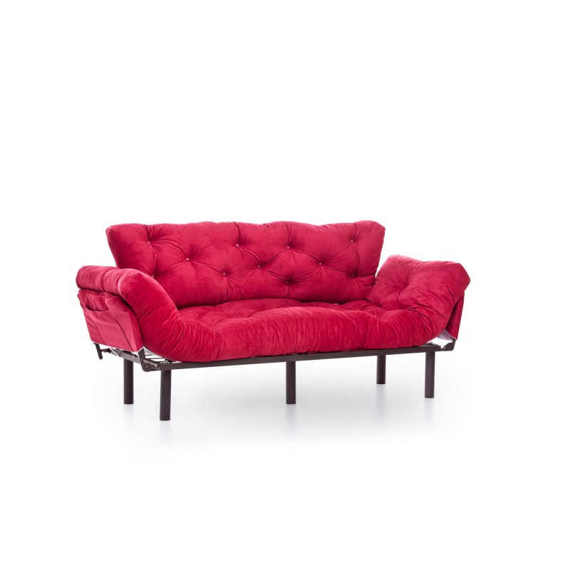 Τριθέσιος Καναπές Κρεβάτι - Nitta Triple - Χρώμα  Maroon - 185x70x85εκ
