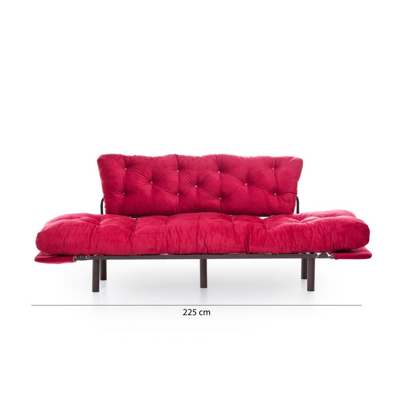 Τριθέσιος Καναπές Κρεβάτι - Nitta Triple - Χρώμα  Maroon - 185x70x85εκ