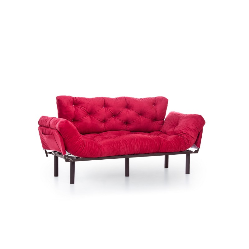 Τριθέσιος Καναπές Κρεβάτι - Nitta Triple - Χρώμα  Maroon - 185x70x85εκ