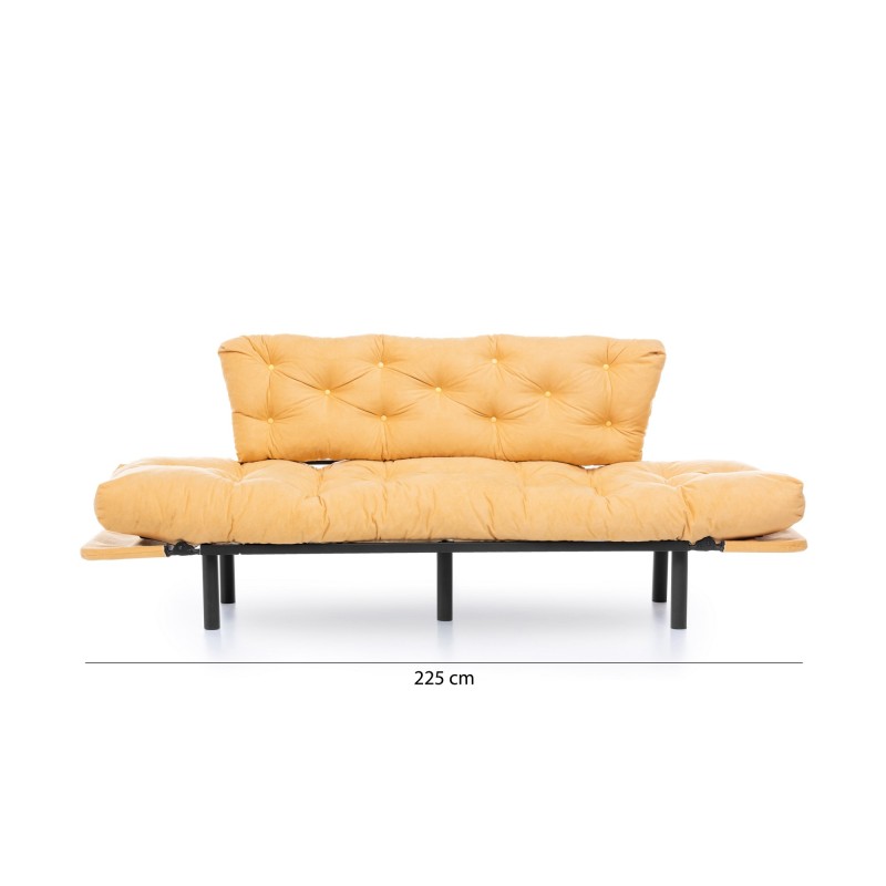 Τριθέσιος Καναπές Κρεβάτι Nitta - Χρώμα Κίτρινο - 185x70x85εκ