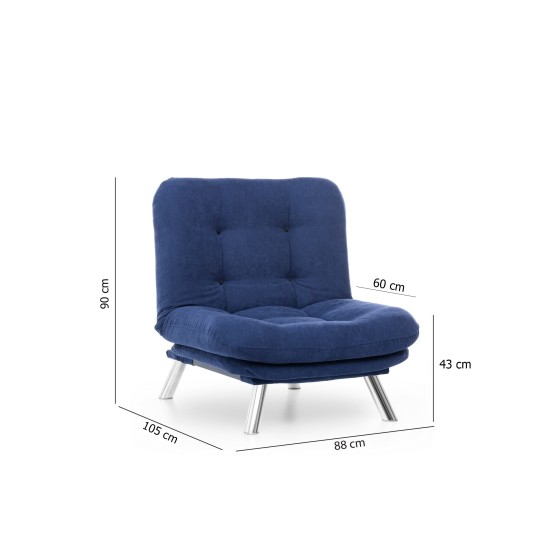 1-Seat Sofa Misa Solo - Navy Blue Navy Blue 1-Seat Sofa Misa Solo - Navy Blue Navy Blue