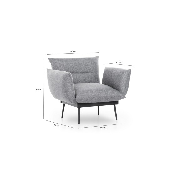 Wing Chair Jax Solo - Grey GR110 Grey Atelier del Sofa Wing Chair Jax Solo - Grey GR110 Grey