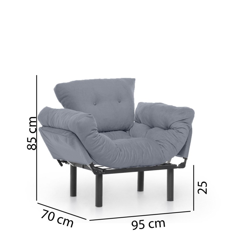 Πολυθρόνα Nitta - Χρώμα Γκρι - 95x70x85εκ