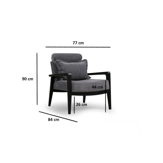 Wing Chair Apollo - Grey Grey Wing Chair Apollo - Grey Grey