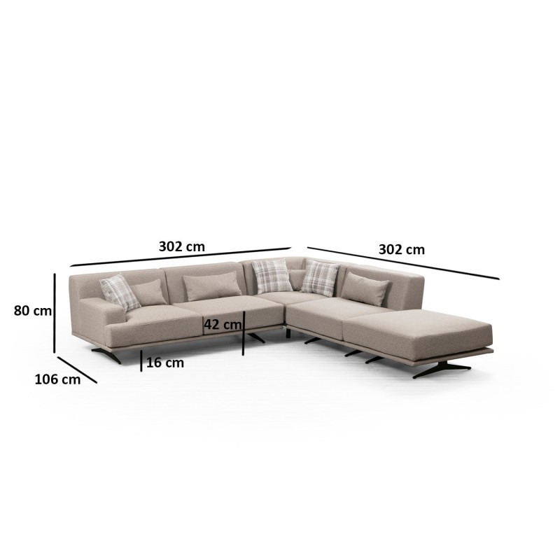 Corner Sofa Bentley Corner (L3-C-O1-PUF) Beige