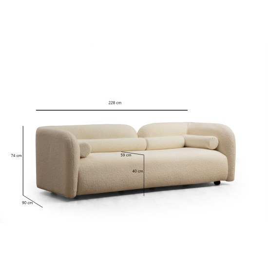 καναπές 3θέσιος Victoria 228x90x74εκ - Cream Bouclette καναπές 3θέσιος Victoria 228x90x74εκ - Cream Bouclette