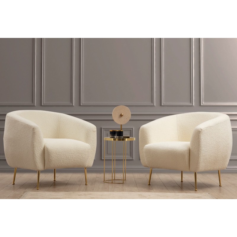 Πολυθρόνα Eses - Χρώμα Μπουκλέ Cream- 70x82x82εκ